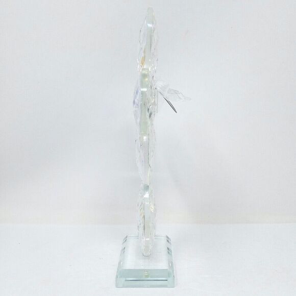 NWT Vidali Iridescent 8.75" Tall Crystal Cross Paperweight Wedding Baptism Decor - Picture 6 of 7
